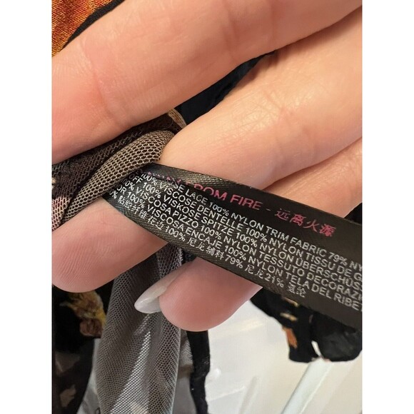 FREE PEOPLE Poppy Printed Black Combo Bodysuit TOP SIZE M MEDIUM NEW - Picture 7 of 8